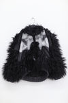 WINDOWSEN patterned faux fur coat 24C004BK black